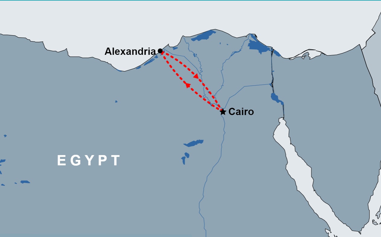 3 Day Cairo and Alexandria Tour Package map 3 Day Cairo and Alexandria Tour Package map